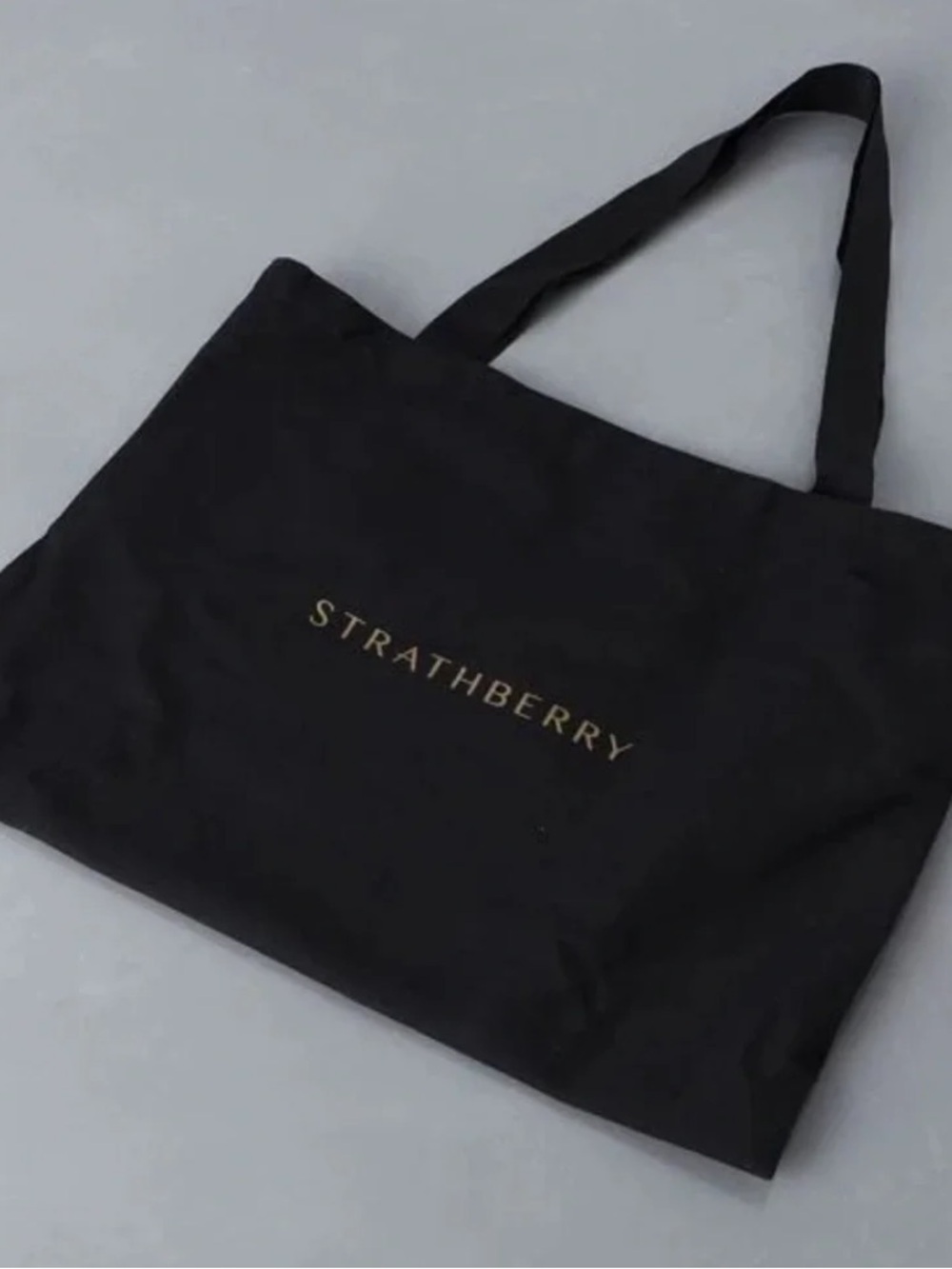 Strathberry Black Organic Cotton Tote Bag